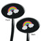 Rainbows and Unicorns Black Plastic 7" Stir Stick - Double Sided - Oval - Front & Back