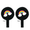 Rainbows and Unicorns Black Plastic 7" Stir Stick - Double Sided - Round - Front & Back