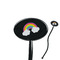 Rainbows and Unicorns Black Plastic 7" Stir Stick - Oval - Closeup