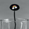 Rainbows and Unicorns Black Plastic 7" Stir Stick - Oval - Main