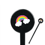 Rainbows and Unicorns 7" Round Plastic Stir Sticks - Black - Double Sided