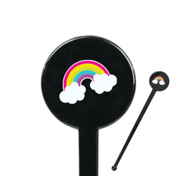 Rainbows and Unicorns 7" Round Plastic Stir Sticks - Black - Double Sided