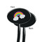 Rainbows and Unicorns Black Plastic 7" Stir Stick - Single Sided - Oval - Front & Back