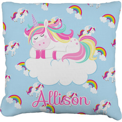 Rainbows and Unicorns Faux-Linen Throw Pillow 26" w/ Name or Text