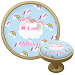 Rainbows and Unicorns Cabinet Knob - Gold (Personalized)