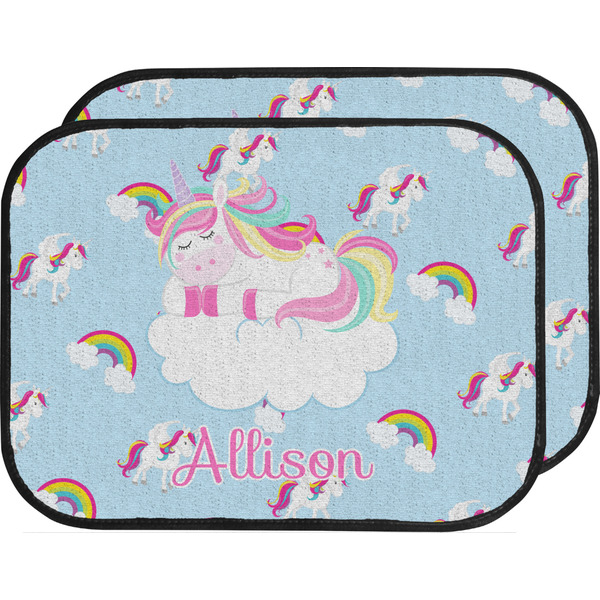 Custom Rainbows and Unicorns Car Floor Mats (Back Seat) w/ Name or Text