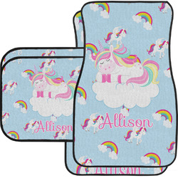 Rainbows and Unicorns Car Floor Mats Set - 2 Front & 2 Back w/ Name or Text