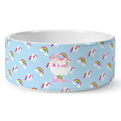Rainbows and Unicorns Ceramic Dog Bowl - Medium (Personalized)