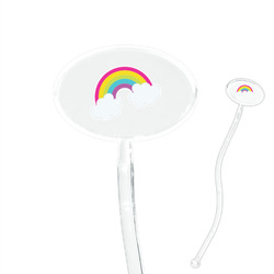 Rainbows and Unicorns 7" Oval Plastic Stir Sticks - Clear