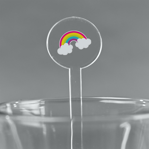 Custom Rainbows and Unicorns 7" Round Plastic Stir Sticks - Clear