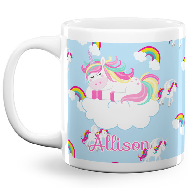 Custom Rainbows and Unicorns 20 Oz Coffee Mug - White (Personalized)