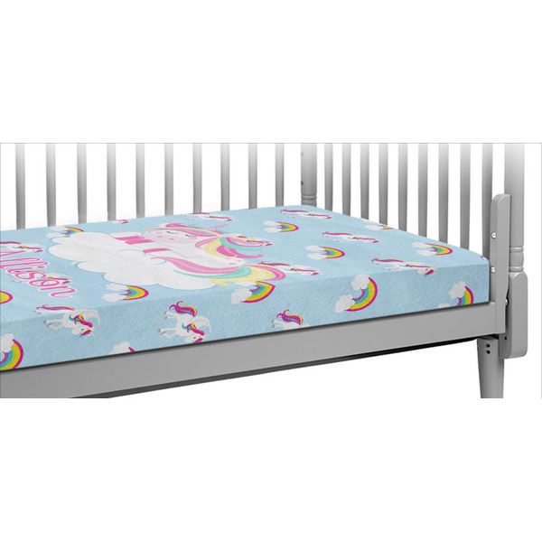 Custom Rainbows and Unicorns Crib Fitted Sheet w/ Name or Text