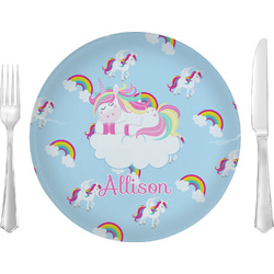 Rainbows and Unicorns Glass Lunch / Dinner Plate 10" (Personalized)