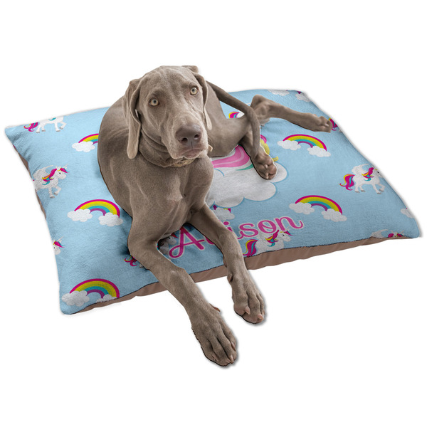 Custom Rainbows and Unicorns Dog Bed - Large w/ Name or Text