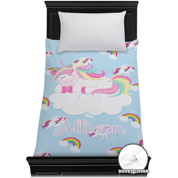 Custom Rainbows and Unicorns Duvet Cover - Twin XL w/ Name or Text