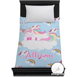 Rainbows and Unicorns Duvet Cover - Twin w/ Name or Text