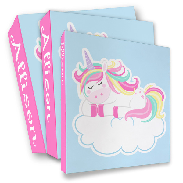 Custom Rainbows and Unicorns 3 Ring Binder - Full Wrap (Personalized)