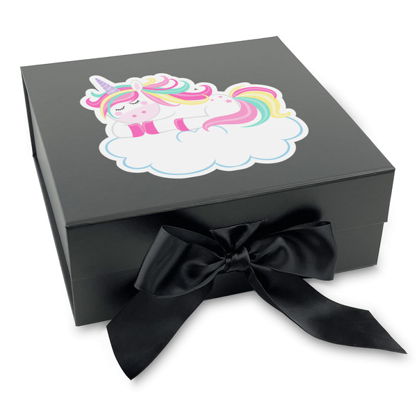 Custom Rainbows and Unicorns Gift Box with Magnetic Lid - Black