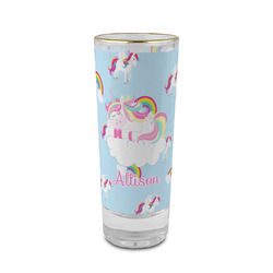 Rainbows and Unicorns 2 oz Shot Glass - Glass with Gold Rim (Personalized)