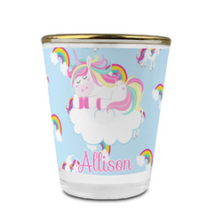 Rainbows and Unicorns Glass Shot Glass - 1.5 oz - with Gold Rim - Set of 4 (Personalized)