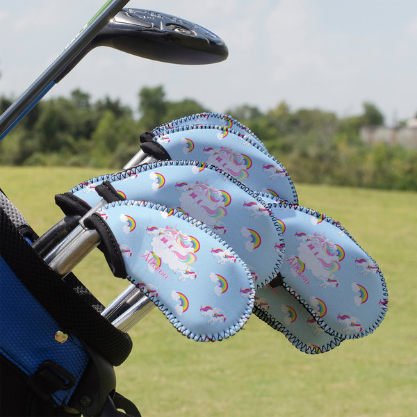 Custom Rainbows and Unicorns Golf Club Iron Cover - Set of 9 (Personalized)