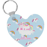 Rainbows and Unicorns Heart Plastic Keychain w/ Name or Text