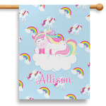 Rainbows and Unicorns 28" House Flag - Double Sided (Personalized)