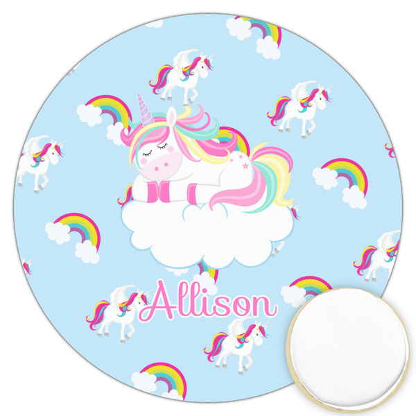 Custom Rainbows and Unicorns Printed Cookie Topper - 3.25" (Personalized)