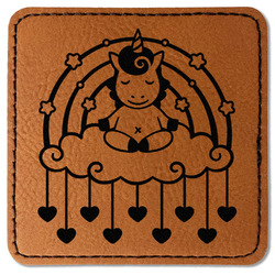 Rainbows and Unicorns Faux Leather Iron On Patch - Square