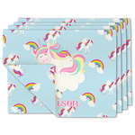 Rainbows and Unicorns Double-Sided Linen Placemat - Set of 4 w/ Name or Text