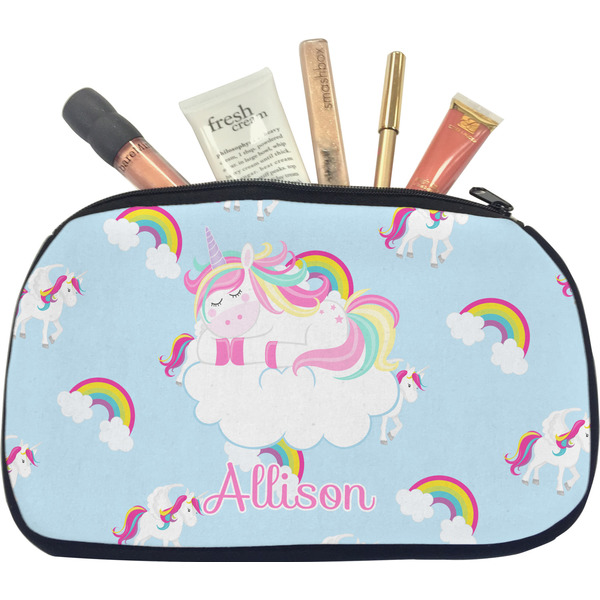 Custom Rainbows and Unicorns Makeup / Cosmetic Bag - Medium w/ Name or Text