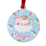 Rainbows and Unicorns Metal Ball Ornament - Double Sided w/ Name or Text