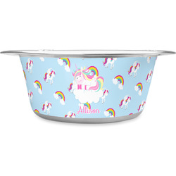 Rainbows and Unicorns Stainless Steel Dog Bowl - Medium (Personalized)