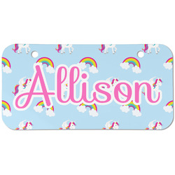Rainbows and Unicorns Mini/Bicycle License Plate (2 Holes) (Personalized)