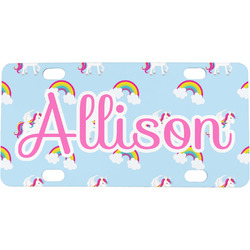 Rainbows and Unicorns Mini/Bicycle License Plate (Personalized)