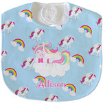 Rainbows and Unicorns Velour Baby Bib w/ Name or Text