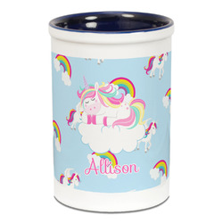 Rainbows and Unicorns Ceramic Pencil Holders - Blue