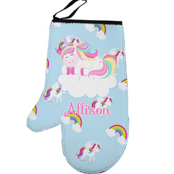 Rainbows and Unicorns Left Oven Mitt w/ Name or Text