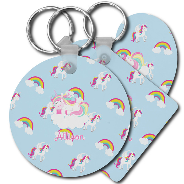 Custom Rainbows and Unicorns Plastic Keychain (Personalized)