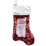 Rainbows and Unicorns Reversible Sequin Stocking - Red (Personalized)