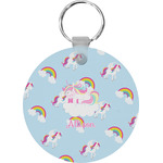 Rainbows and Unicorns Round Plastic Keychain (Personalized)