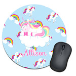 Rainbows and Unicorns Round Mouse Pad (Personalized)