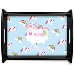 Rainbows and Unicorns Black Wooden Tray - Large w/ Name or Text