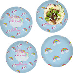 Rainbows and Unicorns Set of 4 Glass Lunch / Dinner Plate 10" (Personalized)