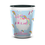 Rainbows and Unicorns Ceramic Shot Glass - 1.5 oz - Two Tone - Single (Personalized)