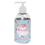 Rainbows and Unicorns Plastic Soap / Lotion Dispenser (8 oz - Small - White) (Personalized)