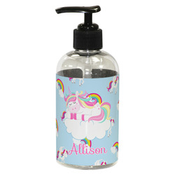 Rainbows and Unicorns Plastic Soap / Lotion Dispenser (8 oz - Small - Black) (Personalized)