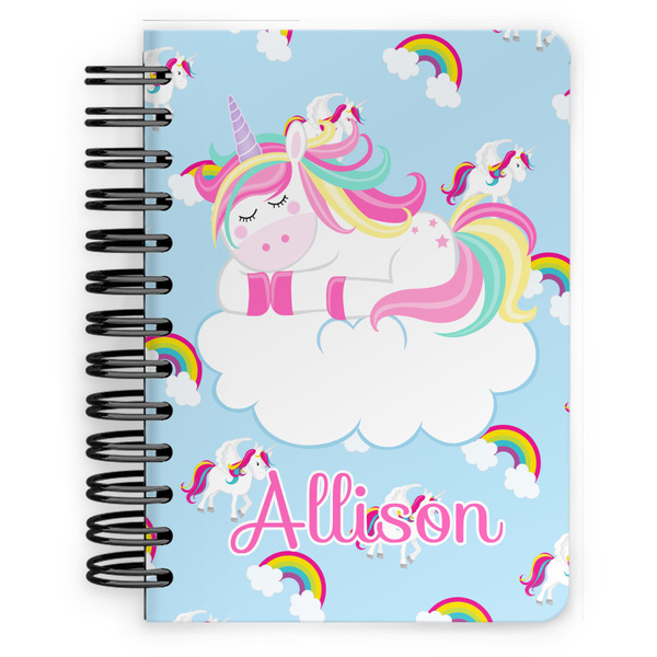 Custom Rainbows and Unicorns Spiral Notebook - 5x7 w/ Name or Text