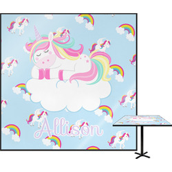 Rainbows and Unicorns Square Table Top - 24" w/ Name or Text