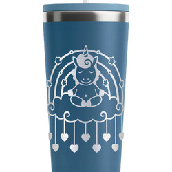 Rainbows and Unicorns RTIC Everyday Tumbler with Straw - 28oz - Steel Blue - Double-Sided (Personalized)